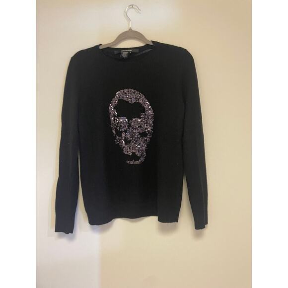 Quotation Cashmere Wool Skull Sweater Black - Picture 1 of 5